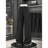 Calças Casuais Afuniladas Drapadas Pequenas Masculinas Femininas Outono Finas Frescas Elásticas Calças de Seda Gelada Largas Tendência Calças de Perna Reta