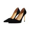 Zapatos de Salón Bajos para Mujer de Ante de Oveja, Piel Genuina, Sencillos, Versátiles, Punta Fina, Tacón de Aguja, Rosa Nude, Mate, Zapatos de Tacón Alto para Vestido de Banquete