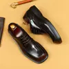Exclusivo VipZapatos Derby Casual de Negocios de Cuero Patentado Británico para Hombre con Punta Cuadrada y Suela Gruesa Zapatos de Punta Cuadrada para Hombre