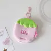 Monedero de Peluche de Fresa Hisocute, Orejas Lindas, Bolsa para Guardar Cables de Datos y Labiales, Colgante de Corazón Girly, Bolsa Pequeña