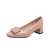 Novo Estilo~Sapatos Clássicos com Fivela Quadrada para o Dia a Dia com Salto Grosso, Estilo Delicado com Bico Quadrado, Sapatos Elegantes de Salto Alto para Mulheres