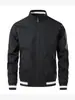 Jaqueta Masculina Casual Listrada com Gola Alta Outono Juventude Tamanho Grande Nova Baseball Outdoor Casual Esportes Fina Tendência