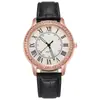 Reloj Wish para Mujer Reloj Simple para Mujer Incrustado con Diamantes Luminoso Retro Correa de Cuero Reloj de Cuarzo Fabricante Reloj Blanco Morado