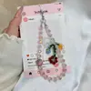 Cadena de Teléfono de Perlas con Forma de Fresas y Flores Rosas Brillantes, Accesorio Diario Versátil Fresco Creativo de Nicho