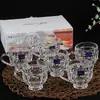 Copo de Vidro de Cristal Transparente Pacote com 6 Luxo Leve Padrão Escama de Peixe Caneca de Café conjunto Copo para Beber Doméstico Atividades Pequeno Presente