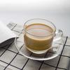 Taza de café de vidrio creativa, taza de leche para el hogar, taza de té, taza de vidrio para cafetería, taza de té con flores, se puede agregar logotipo
