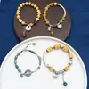Plata de Ley Xiangyun Tubo Curvo Tubo Redondo Pulsera de Jade de Cera de Abeja Retro Viejo Plata 3D Cuentas de Melón Pulsera de Tubo de Plata Pulsera