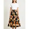 Nueva Falda Floral 2026 para Mujer, Falda de Cintura Alta Corte A, Falda de Paraguas Estampada Estilo Bohemio, Falda Retro Europea y Americana