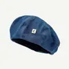 Boina de Mezclilla para Mujer Primavera Verano Adelgazante Facial Versátil Gorra de Pintor Estilo Japonés Gorra para Cabeza Grande Gorra Octagonal Gorra con Protección Solar
