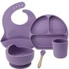 Louça Infantil Jantar Conjunto de Louça do Bebê Louça de Silicone do Bebê Tigela Suplementar Prato de Jantar Colher Bib Mãe e Bebê Set