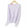 Suéter Furong sin costuras de 26 hilos 100% cachemir puro para mujer, con bordes enrollados, corte holgado, cuello redondo y estilo pullover