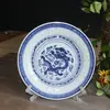 Plato Plano Jingdezhen Porcelana Doméstica Azul y Blanco Bajo Esmalte Exquisito Tazón de Arroz Vajilla Tazón para Fideos Plato para Platos Fríos Plato de Cena Plato