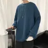 Suéter Masculino Outono e Inverno Estilo Hong Kong Cor Sólida Fashionável Solto Espessado Suéter Versátil Preguiçoso Bonito para Comércio Exterior