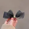 Pinza para el pelo con lazo de hilo de nieve negro de encaje importada de Corea del Sur, tocado para mujer, celebridad de Internet, pinza de pico de pato, pinza lateral para flequillo lateral