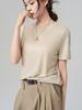 Camiseta de Lyocell Slim Fit Plus Size para o Verão, Camiseta Básica Versátil com Gola Redonda e Toque Leve, Top Feminino Slim Fit de Manga Curta com um Toque de Luxo para o Verão