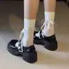 Mocasines Franceses para Mujer Estilo Británico 2025 Verano Nuevos Tacones Altos Gruesos Suelas Gruesas Con Faldas Mary Janes Zapatos Pequeños de Cuero