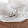 Anillo de plata de ley S925 estilo coreano para mujer, estilo vintage, con cuentas redondas antiguas, estilo ondulado y torcido.