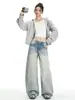 Jeans de estilo americano de tiro bajo en forma de hoz para mujer, nuevo modelo 2026, para figura de pera, corte holgado, adelgazantes, elegantes, versátiles, pantalones de pierna ancha con caída