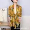 Lenço Confortável de Algodão e Linho Bali 2026, Lenço de Seda Elegante com Folha de Ginkgo, Lenço de Gaze para Uso Casual da Mãe