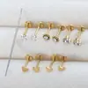 Venda Direta da Fábrica Brincos de Aço Inoxidável Cravejados com Zircônia Cúbica Tipo Pino Stud para Lábio Piercing Corporal Joia Stud para Cartilagem da Orelha Em Estoque