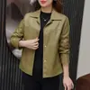 Jaqueta de Couro Feminina 2025 Primavera e Outono Nova Estilo Coreano Curta Solta Emagrecedora Moda Casual Versátil Elegante Jaqueta de Couro