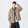 Jaqueta de outono de design nicho para casais, bloqueio de cores, estilo de rua americano, marca da moda, jaqueta falsa de duas peças com gola de lapela