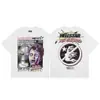 2025 Camiseta Casual Holgada Retro de Manga Corta Unisex Tendencia Americana High Street Estrella del Infierno Infierno Estampado Pesado