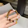 Nova Pulseira Labubu Tendência Pedra Olho de Tigre para Mulheres, Pulseira Labubu Popular, Moda Fofa Versátil de Nicho