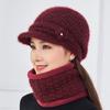 9817 Chapéu de Veludo de Inverno Chapéu de Tricô para Avós de Meia-Idade e Idosos Chapéu de Lã de Inverno Feminino Cachecol de Mãe Chapéu Quente