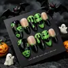 30 peças Halloween Venda Quente Doce Legal Rosto Sorridente Amêndoa Unhas Postiças Exquisite Gota de Sangue Francesa Abóbora Manicure Pontas de Unha Atacado