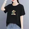 Camiseta de Manga Corta Talla Grande para Mujer 2026, Ropa para Madres de Mediana Edad, Elegante, Hombro Recto, Corte Holgado, Verano, Rejuvenecedor, Top Adelgazante