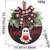 Novo Sinal de Madeira Pintado com Fio Laranja de Fantasma e Abóbora de Halloween Sinal Fantasma Boo para Porta Sinal Decorativo Pingente para Porta da Frente de Madeira