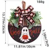Novo Fantasma de Halloween Abóbora Fita Laranja Placa de Madeira Fantasma Boo Placa de Porta Pingente Decorativo de Madeira para Porta