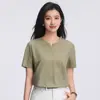 Camiseta Unisex de Estilo Japonés Simple con Cuello Henley Verano Holgada Transpirable Casual Manga Corta Estilo Versátil 2026