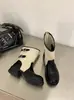 Botas Vaqueras de Retazos Retro para Mujer 2026 Botas de Otoño con Hebilla de Cinturón, Botas de Caballero a Media Pantorrilla, Botas de Tacón Grueso Adelgazantes