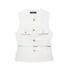 Atacado Aliexpress Verão 2025 Nova Moda Feminina Europeia e Americana Transfronteiriça Colete Estilo Chanel com Cinto Top Regata Texturizado