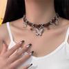 Collar de mariposa con especias estilo americano, gargantilla vintage marrón Maillard, anillo para el cuello, cadena de clavícula de cuero superior Niche