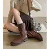 Botas de trabajo estilo vintage desgastado de diseño nicho Martin para mujer, novedad otoño e invierno 2026, botines vaqueros western de punta redonda, modernos