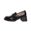 Piel de Caballo Lavada ~ Mocasines de Tacón Alto de Piel Genuina para Mujer, Nuevos Zapatos Planos Elegantes para Primavera y Otoño, Zapatos Pequeños de Cuero Estilo Británico de Una Pierna