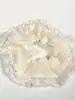 Elástico de Cabelo Scrunchie Listrado com Renda Estilo Coreano para Mulheres, Acessório de Cabelo Suave e Elegante, Elástico de Cabelo Scrunchie Estilo Coreano