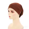 Nuevo Sombrero Pañuelo de Cabeza de Color Sólido de Seda de Leche Amazon Transfronterizo Sombrero Base Cepillado de Color Único Alta Elasticidad Sombrero Pullover para Mujer