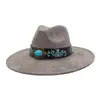 Aliexpress Amazon Otoño Top de Corazón de Gamuza Sombrero Fedora de Ala Ancha Sombrero Jazz de Ala Plana Sombrero de Caballero