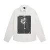 Camisa masculina de manga longa, estilo hip-hop, casual, com estampa floral em mural de tema escuro, corte solto, com gola de lapela, adequada para primavera e outono