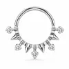 Anillo nasal cerrado sin costuras de aleación de titanio G23 con incrustaciones de circonita Zhenping, aro para tabique nasal y hueso de la oreja, joyería nasal finamente tallada F136