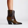 2024 Cuatro Estaciones Universal Nuevo Vintage Patrón de Piedra Puntiaguda Tacón Grueso Botines Puntiagudos Simples Tacones Altos Botas de Moda Botas de Mujer