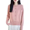 Cárdigan de punto 100% algodón estilo minimalista transfronterizo para mujer, chaqueta suéter de manga larga con cuello redondo, top entallador, prenda de abrigo 100% algodón
