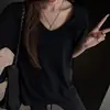 Camiseta Casual de Manga Curta com Decote V para Mulheres, Estilo Coreano Branco, Caimento Solto, Emagrecedor, Top Básico Versátil Relaxado de Algodão e Linho com Flocos de Neve