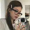 Óculos Retro Europeus e Americanos com Armação Preta Olho de Gato em Formato de Coração para Mulheres, Adequados para Lentes de Grau, Visual de Alta Qualidade, Maquiagem Natural, Perfeitos para Rostos Quadrados e Redondos, Poses e Selfies