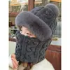 Sombrero de Mujer Otoño e Invierno Nuevo Estilo Baotou Bufanda para el Cuello Máscara Integrada Protección para las Orejas Sombrero Cortavientos Familia Niños Engrosado y Cálido