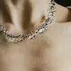 Collar de Cristal de Vidrio Simple y Versátil Estilo Mismo que el de las Blogueras para Mujer, Cadena de Clavícula en Capas de Cuentas Hecha a Mano de Gama Alta para Mujer